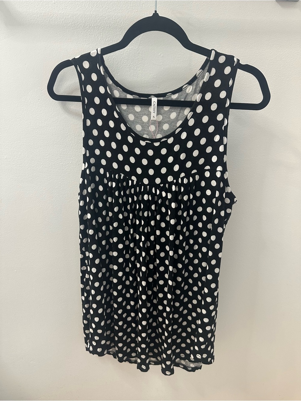 Cathy Sleeveless Black and White Polka Dot Top Size XL